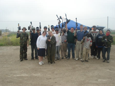 Having fun paintballing 