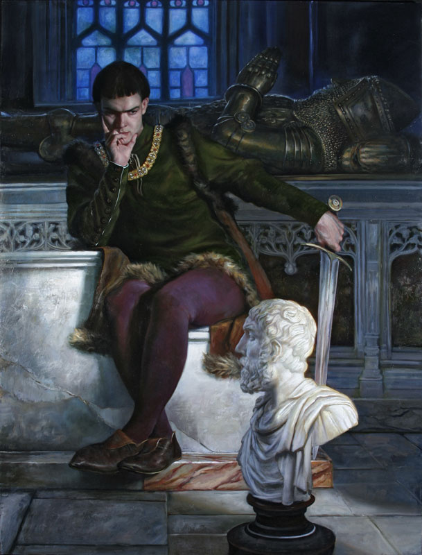 Henry V
The Battle of Agincourt, 25 October 1415 
right panel of triptych
48" x 36"  Oil on Panel
Collection of Scot Tubbs