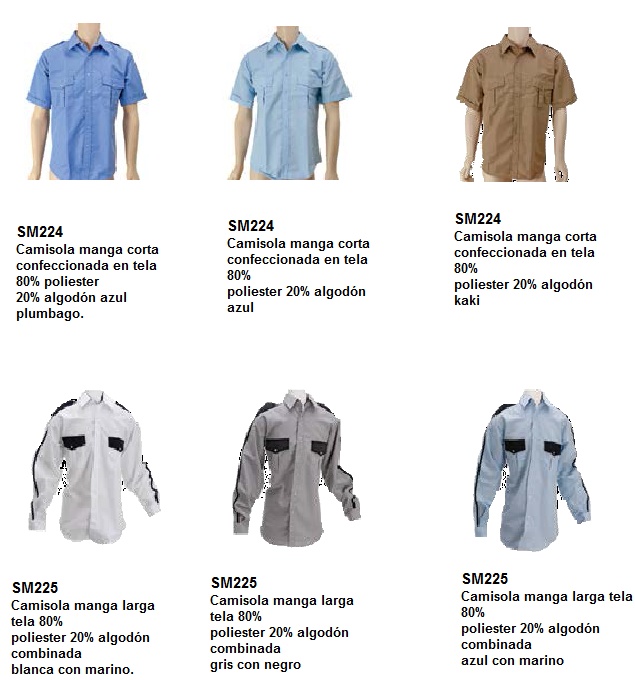 CAMISAS CABALLERO Y CAMISOLAS SEGURIDAD PRIVADA
