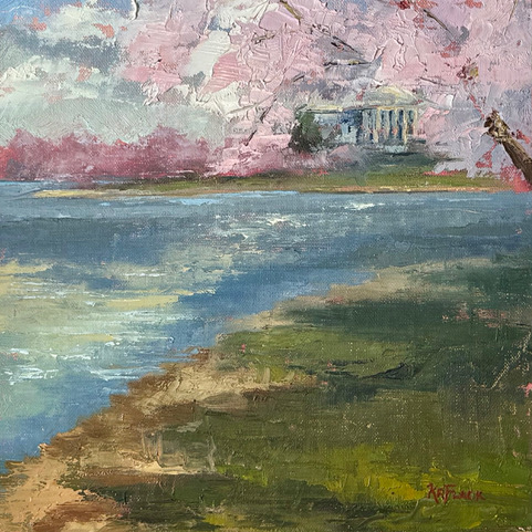 Flack, Through the Blossoms, 8x8 Oil