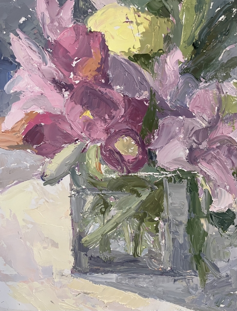 Levant, Flowers & Tulips, 10x8 Oil 