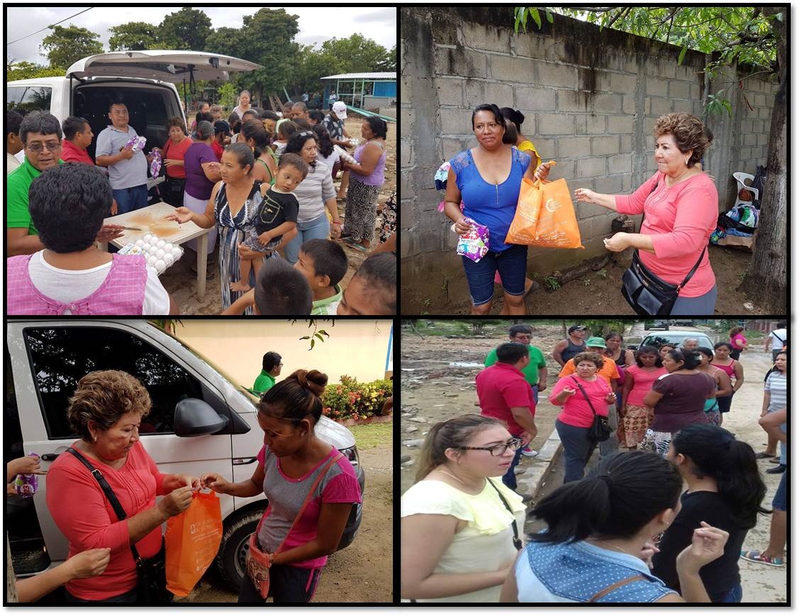 26 DE SEPTIEMBRE 
La Fundadora y Representante Legal, Sra. Elsa Simón Ortega junto con el
equipo de Por la Superación de la Mujer A.C , se encuentran haciendo entrega de apoyos a familias 
afectadas por el terremoto del pasado 7 de Septiembre en la localidad de Paredón Chiapas.
También agradecemos a todas las personas que contribuyeron con productos comestibles y no 
comestibles, hiciendo posible esta labor social.