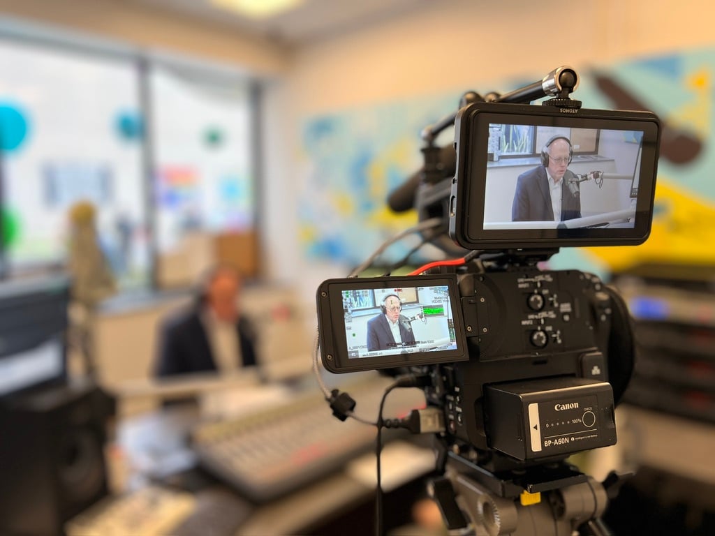 RIT's President Munson giving his last message to WITR at the Rochester Institute of Technology. 