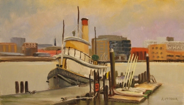 Tugboat Baltimore, 7" x 12" Oil on Panel