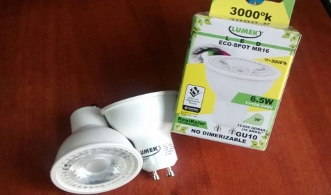 Eco spot Led 6W GU10  120V 
3000°K - 5000°K Lumek 
Código15084-15085
