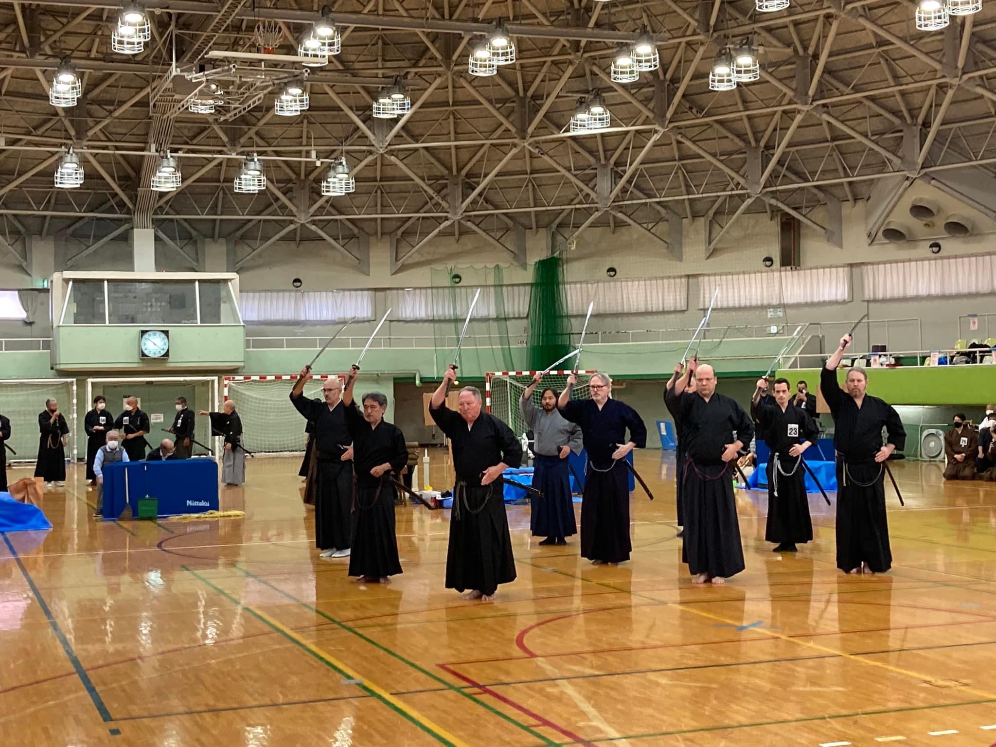 International members performing embu of Toyama Ryu kata.