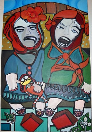 SOLD Living Dolls. Paint on canvas. 24 W x 36 L All artwork copyrighted©.
