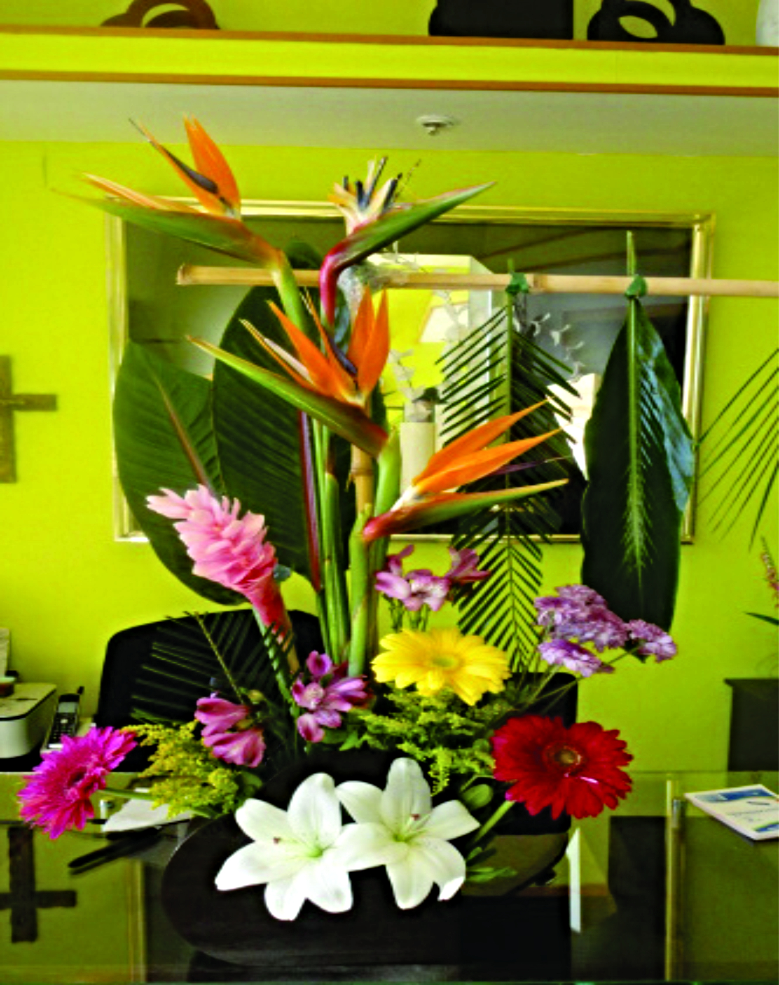Arreglo A32 con lilies,gerberas,hawaiana y ave de paraiso.
$ 550