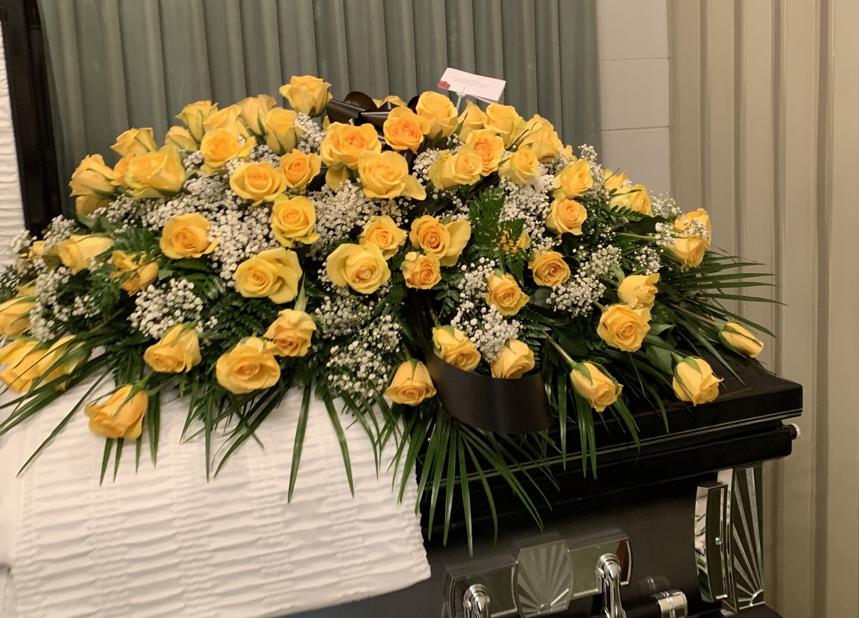 All Yellow Roses Casket Spray