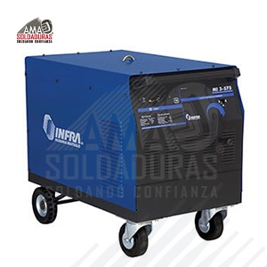 MI 3-600

Categoría: Soldadoras para electrodo revestido (SMAW)
Trabajo: Industrial Pesado
Alimentación: 220/440 V
Rango de amperaje de soldadura:	60-520 A, CD
Ciclo de trabajo: 60%
Suelda con: Electrodo revestido (SMAW) de CD en diámetros desde 1.6 hasta 6.4 mm (1/16" a 1/4") tipo suave para unir, duro para revestir o para corte (cut-weld) E6013, E6011, E7018, E7024.