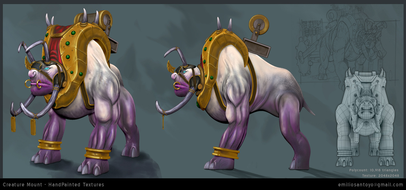 Creature Mount. Software used 3ds Max, PhotoShop, and Zbrush.