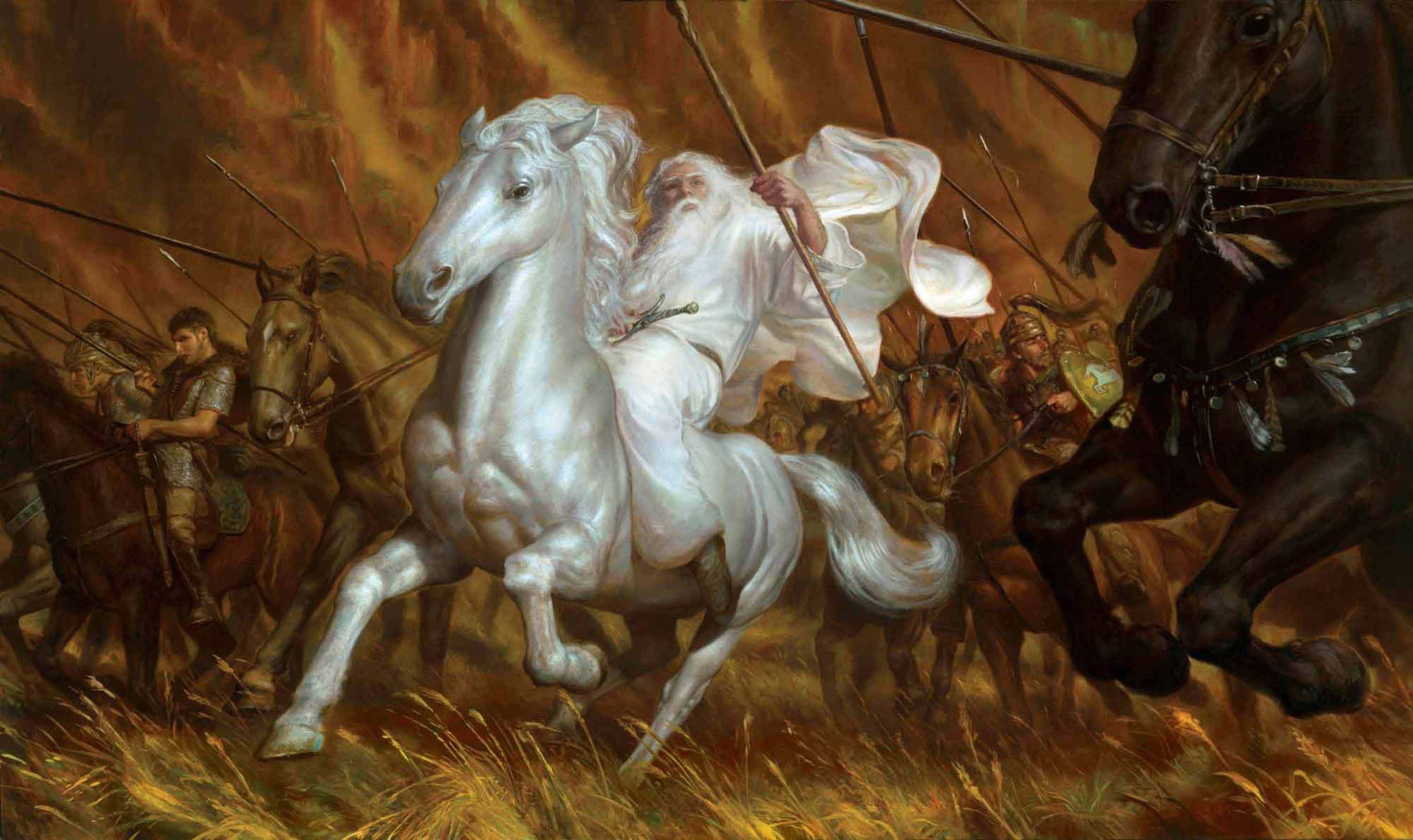 The White Rider
38" x 60"  Oil on Panel  2009
onward to Helm's Deep!
original art available for purchase