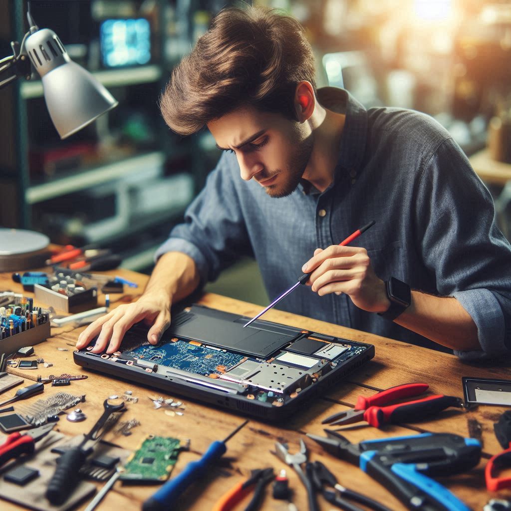 Tecnico Reparando Laptop Gamer