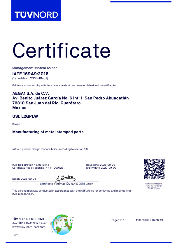 CERTIFICATE TÜV NORD