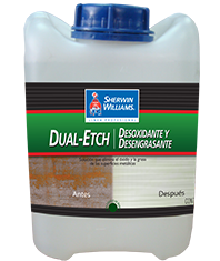 DUAL ETCH es un producto técnicamente fabricado para limpiar metal, acero y aluminio. Elimina fácilmente, grasa, óxido, mugre y agentes corrosivos. 
