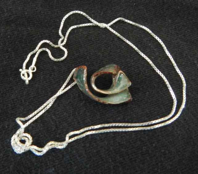 JPn023-01 CircleSquared Pendant Copper Enamel with Sterling chain