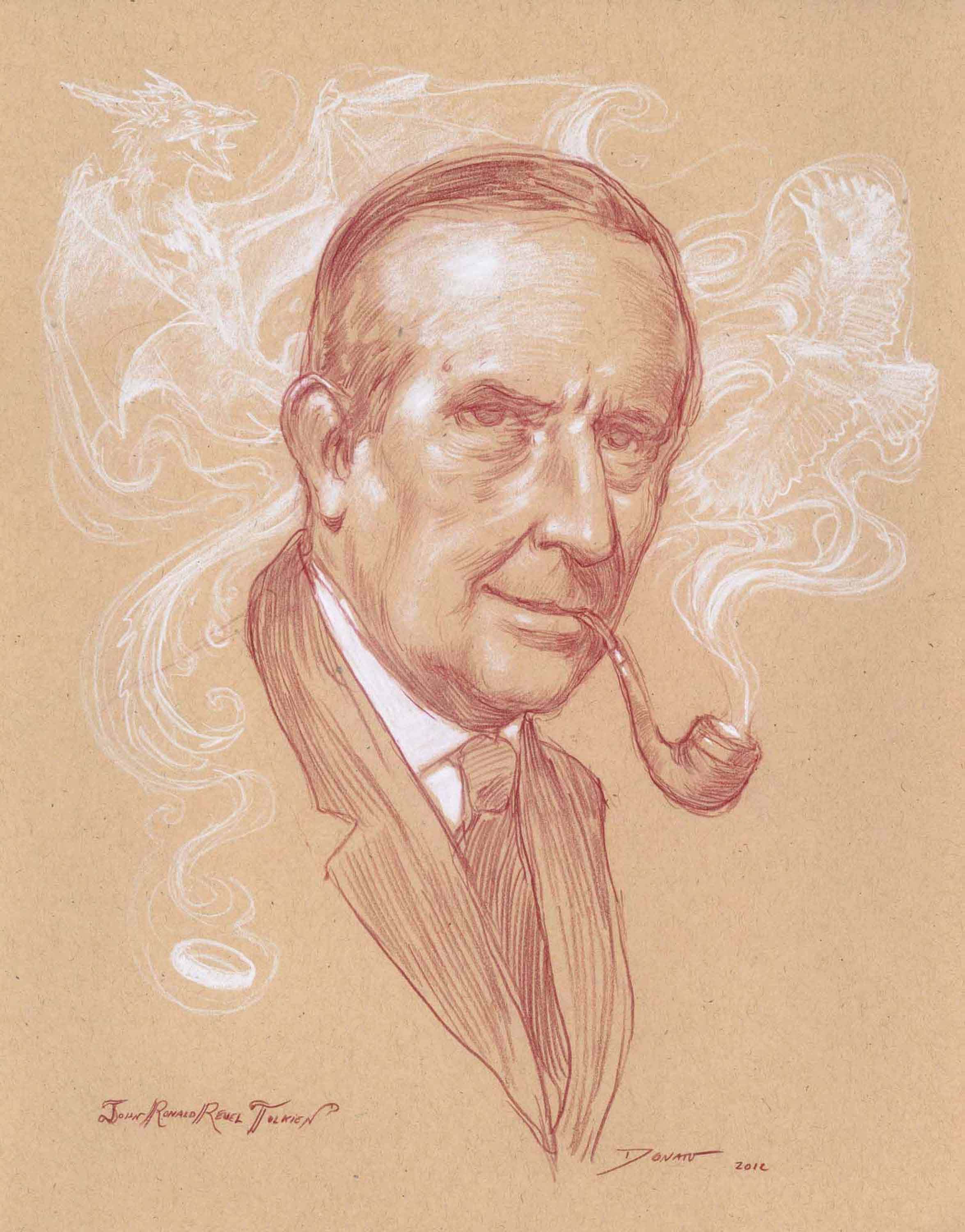 J.R.R. Tolkien
14" x 11"  Watercolor Pencil and Chalk on Toned paper 2012
private collection