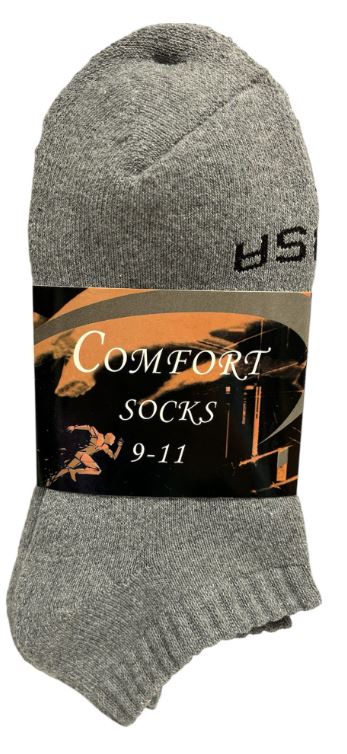 L106 
3PK COMFORT SOCKS LOW CUT GRAY USA 9-11
UPC 812462030859
L206
3PK COMFORT SOCKS LOW CUT GREY USA 10-13
UPC 812462030880
120 CS PACK

