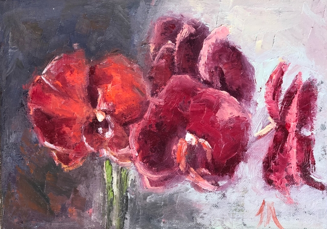 Miller, Orchids, 5x7 Oil