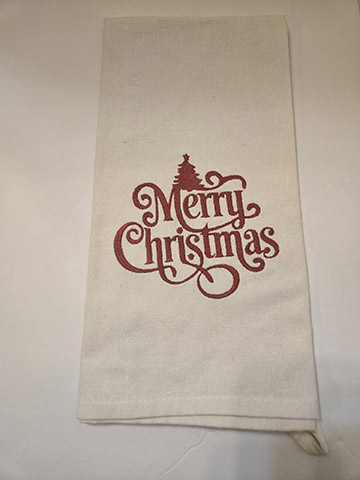 Flower sack towel featuring a Merry Christmas design