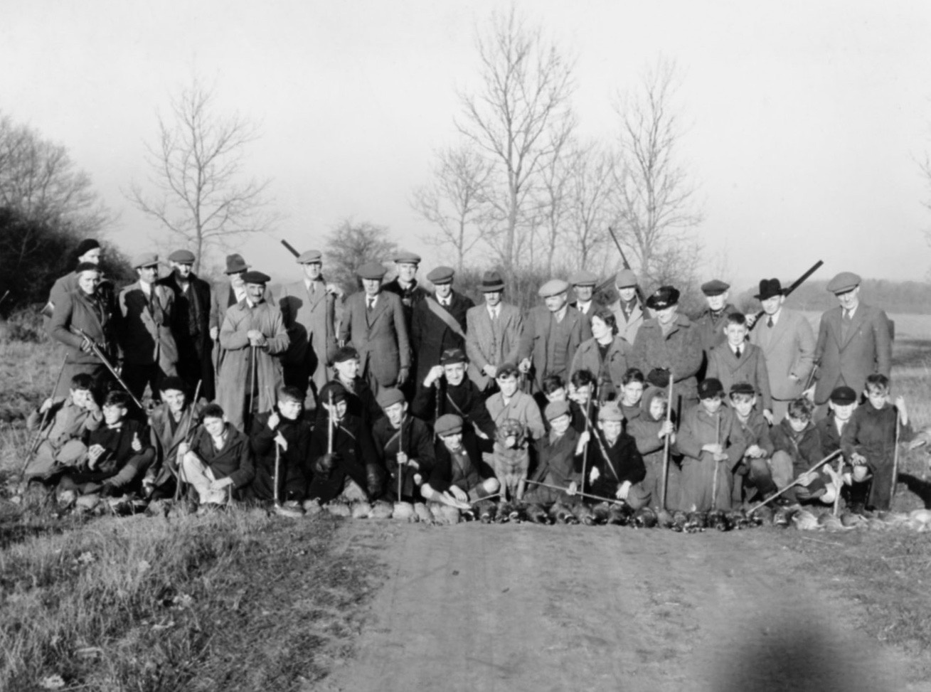 Guns and Beaters at Lackford Shoot December 1942