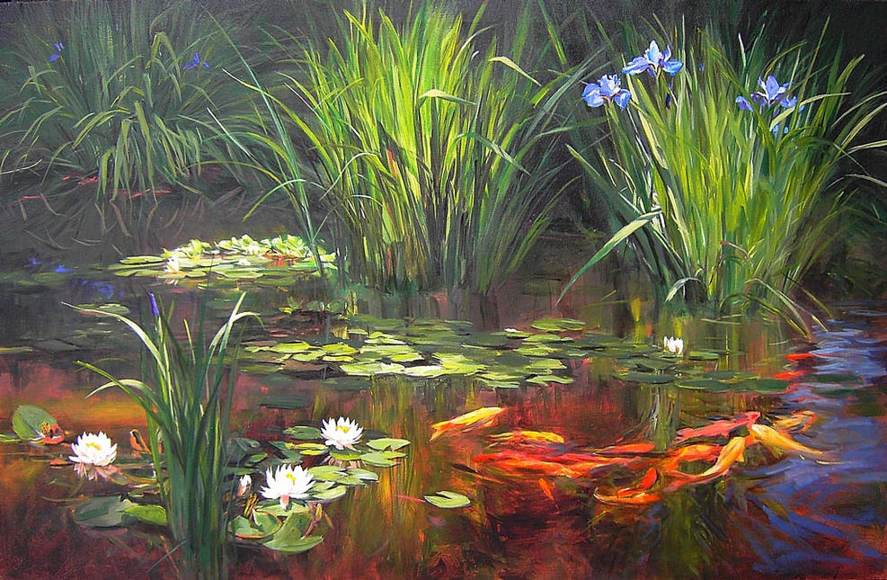 Iris at Pond's Edge 30x48 sold 