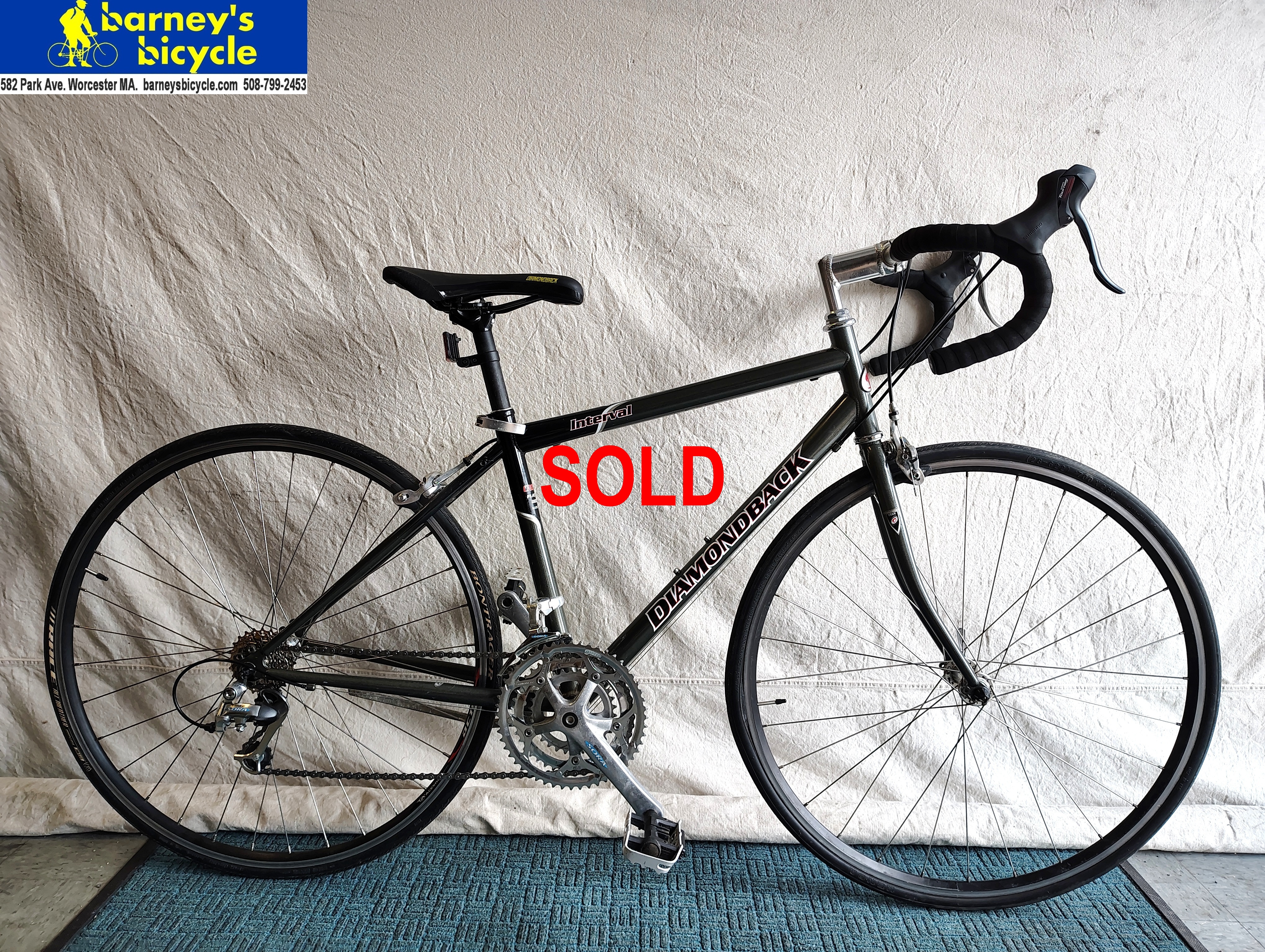 Diamondback Interval
Frame Size: 44cm SM/ Rider Height: 5'4-5'7
Drivetrain: Shimano Sora 3x7 
$579.00  (Professionally Tuned)
