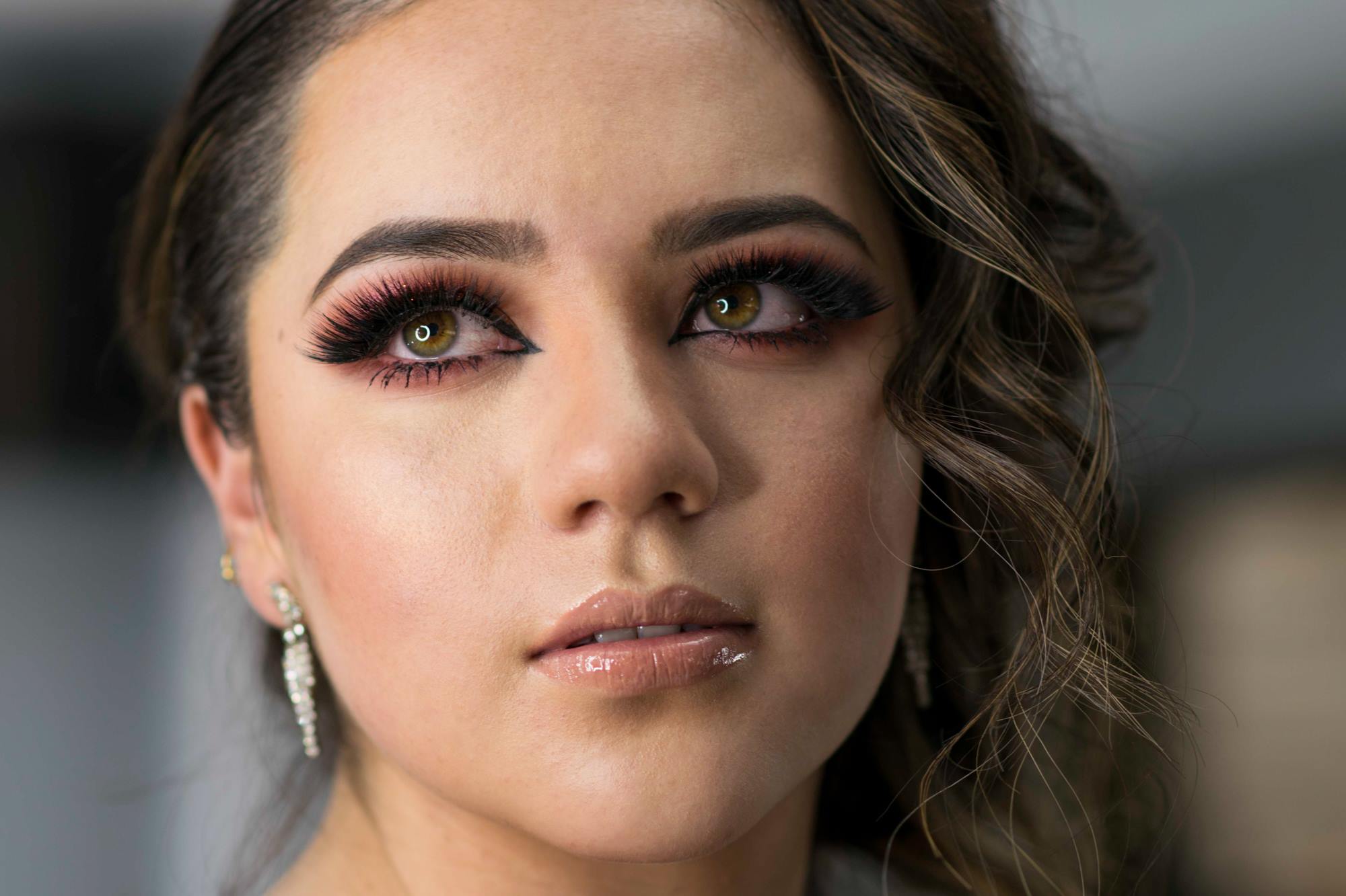 Woman with long curly hair