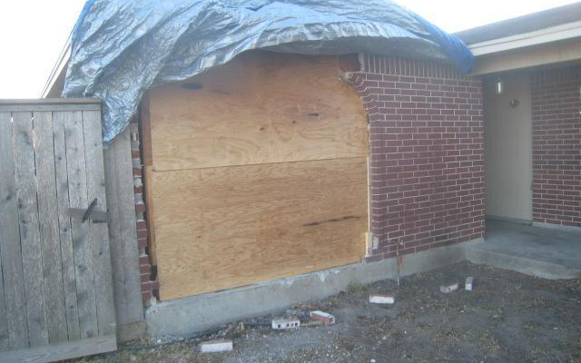 Damaged exterior wall