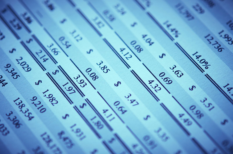 Financial accounts sheet