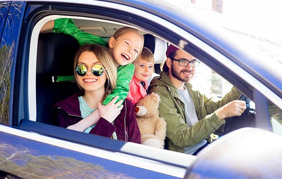 Happy Family Travel by car