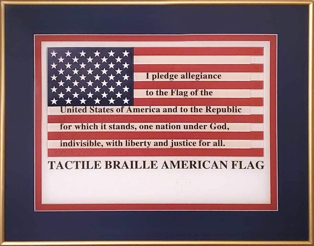 Gold Framed Full-Color Polymer Tactile Braille American Flag