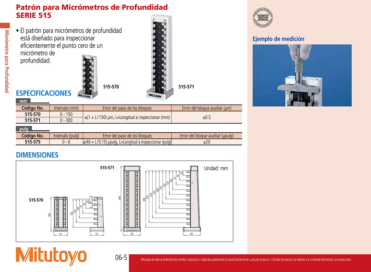 Patrón para medidores de profundidad