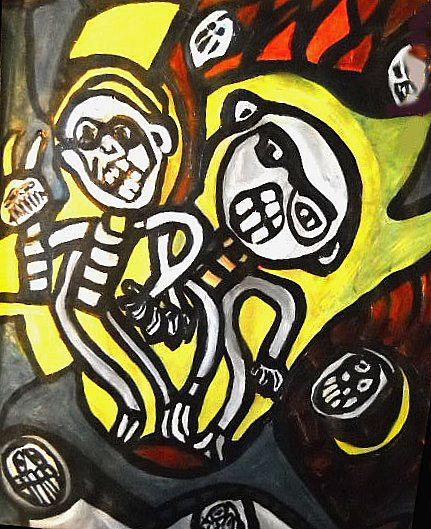 SOLD Title: Hell. Paint on paper. All artwork copyrighted©.