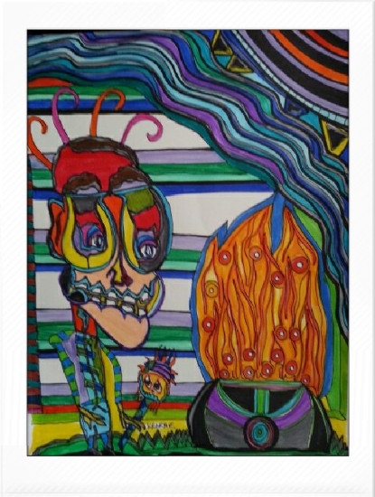 Title: Voodoo Billy. 11 x 14.  Pen and pencil on paper. All artwork copyrighted©.
