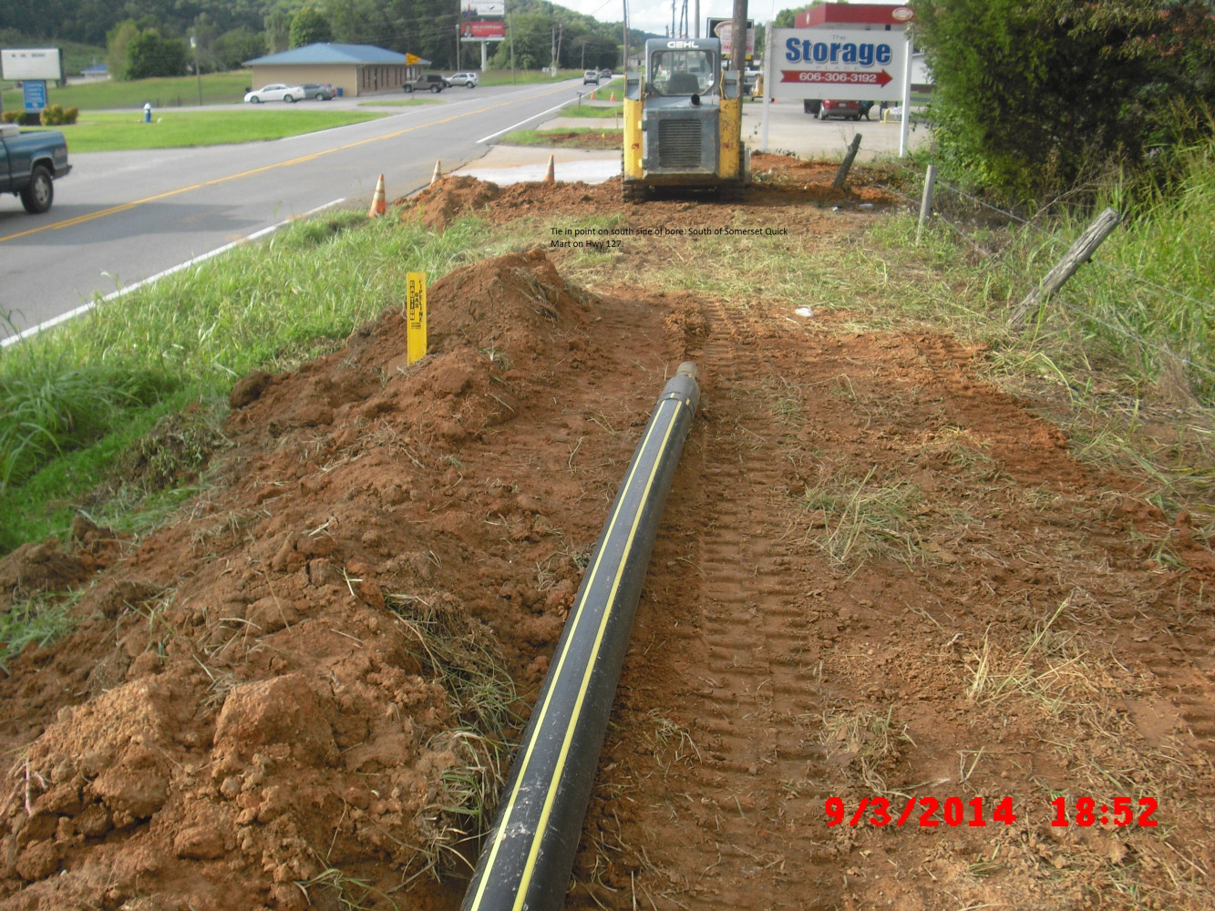 Tie In Point On South Side Of Bore On Hwy 127