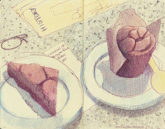 Chocolate Brownie and Chocolate Muffin at Kensington Palace Cafe