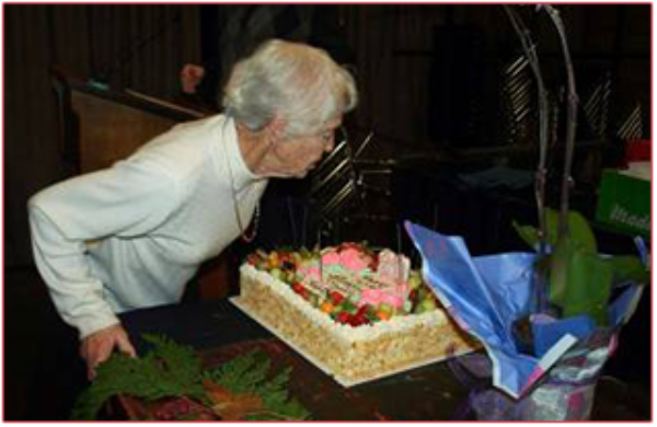 Life member Janet Wood has mentored hundreds of VRS members. Here she celebrates her 80th birthday at a recent society meeting.
