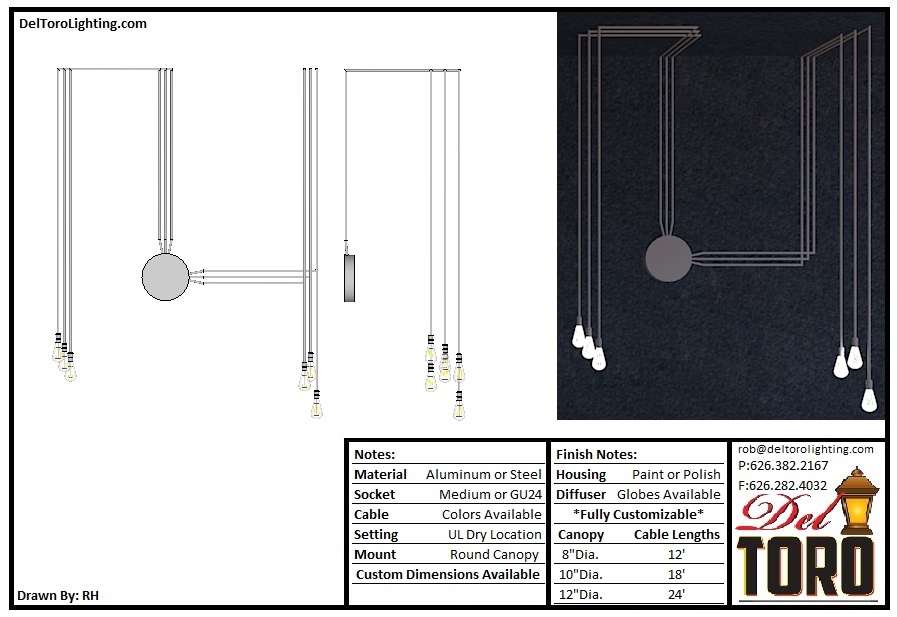 991P-Adjustable Cable Hung Pendants