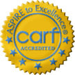 CARF accredited gold seal with blue center and XCare ID excellence text
CARF accredited gold seal with blue center and XCare ID excellence text