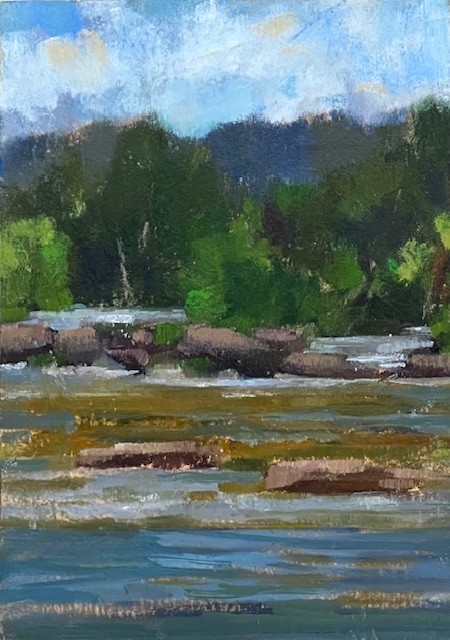 Hipschen, View from Great Falls, 7" x 5" Oil 