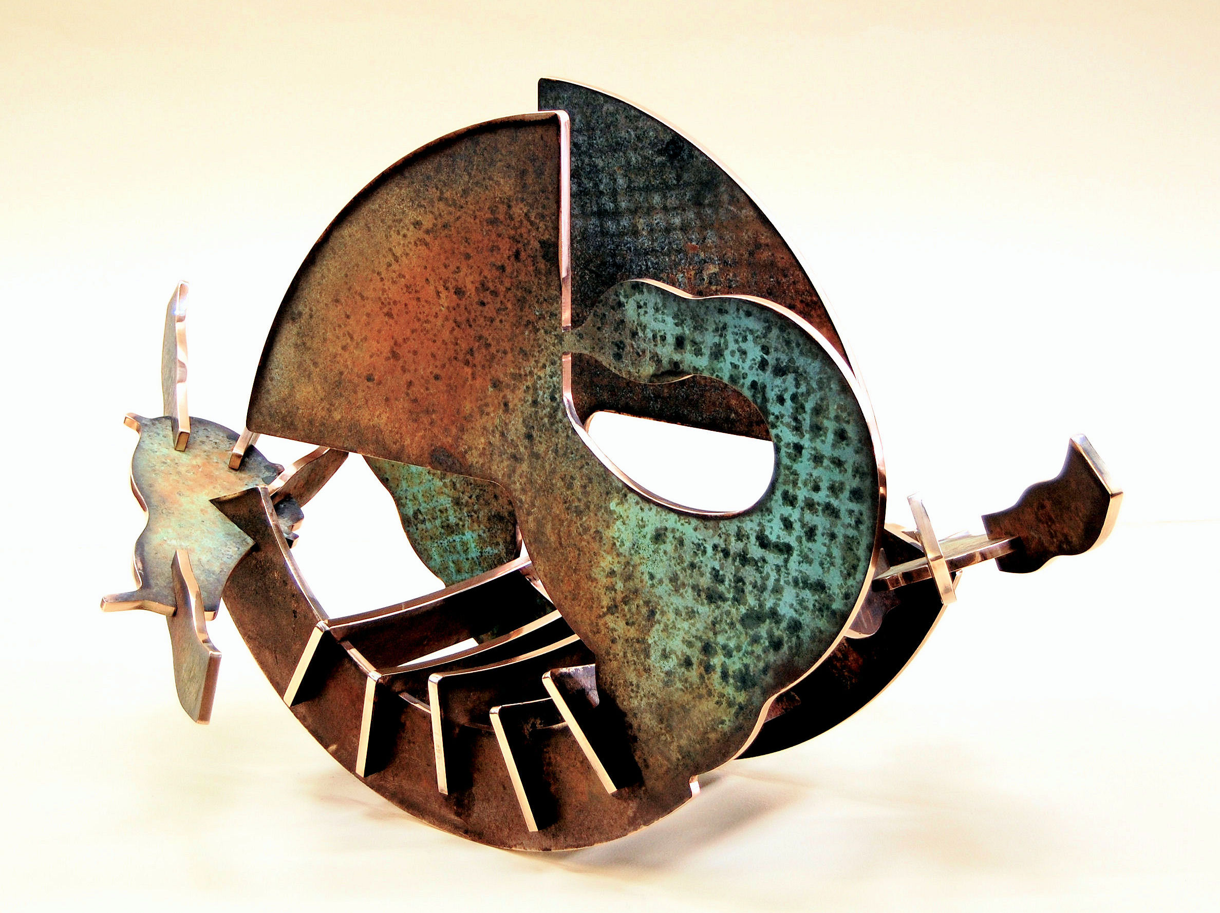 In Retrospect - 2011, Fabricated Bronze with Hot Patina, 23” x 43” x 26”