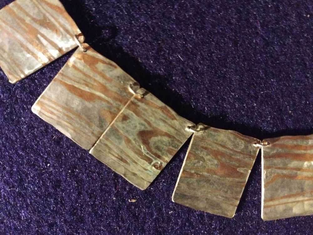 JN003-detail Mokume Gane Necklace with sterling chain and findings Detail