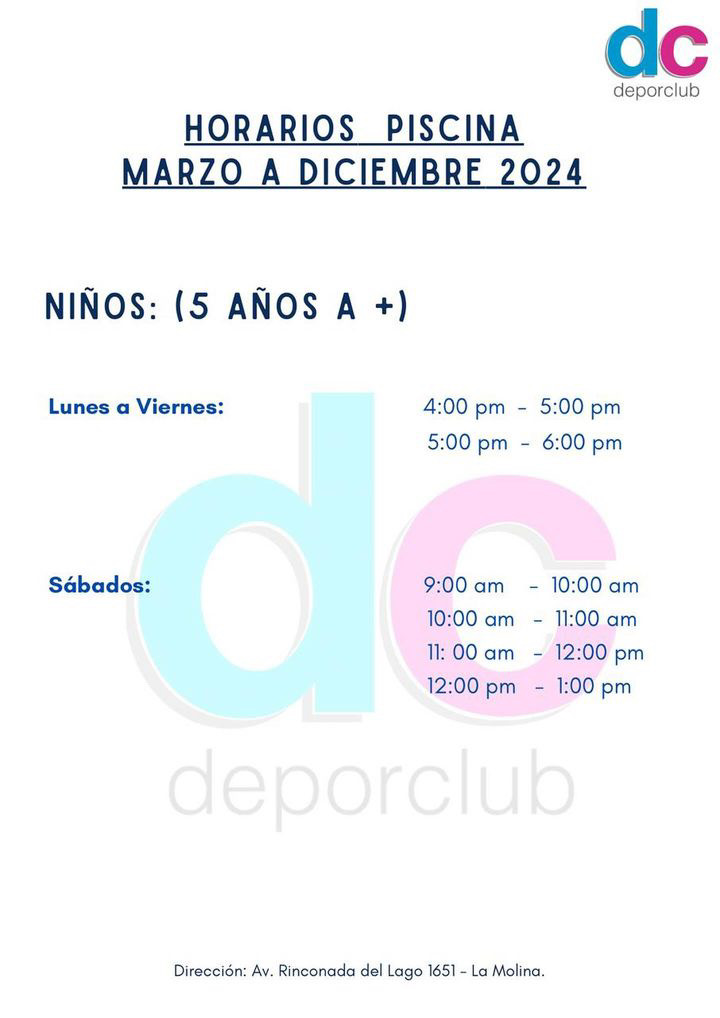 Horario Natación Libre
