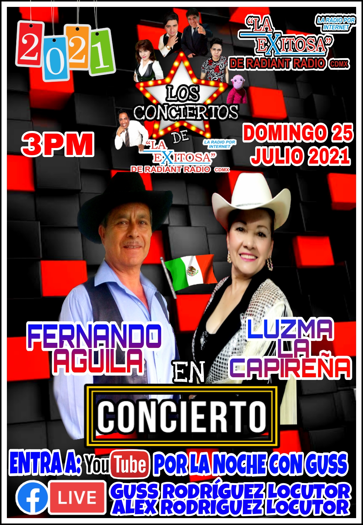 fernando aguila y luzma la capireña en concierto la exitosa domingo 25 julio 3pm