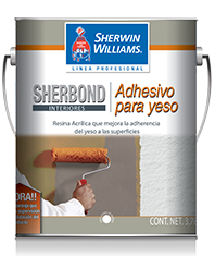 SHERBOND de Sherwin Williams es un adhesivo para yeso, que está formulado a base de Resina Acrílica. La función principal es mejorar la adherencia del yeso a columnas, muros y losas de concreto.