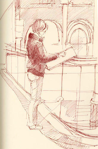 'BJ' at Liverpool St. Station (Pen and Ink)