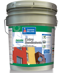 EVOLUCIÓN Extra Rendimiento de Sherwin Williams es una pintura vinil-acrílica que le ofrece la mejor relación precio-rendimiento, siendo la mejor opción para aquellos trabajos donde el ahorro es lo más importante.