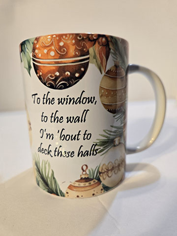 15oz ceramic mug featuring a deck these halls design