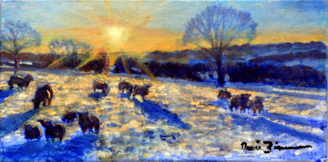 Zimmerman, Cold and Frosty Morning, 6x12, Oil